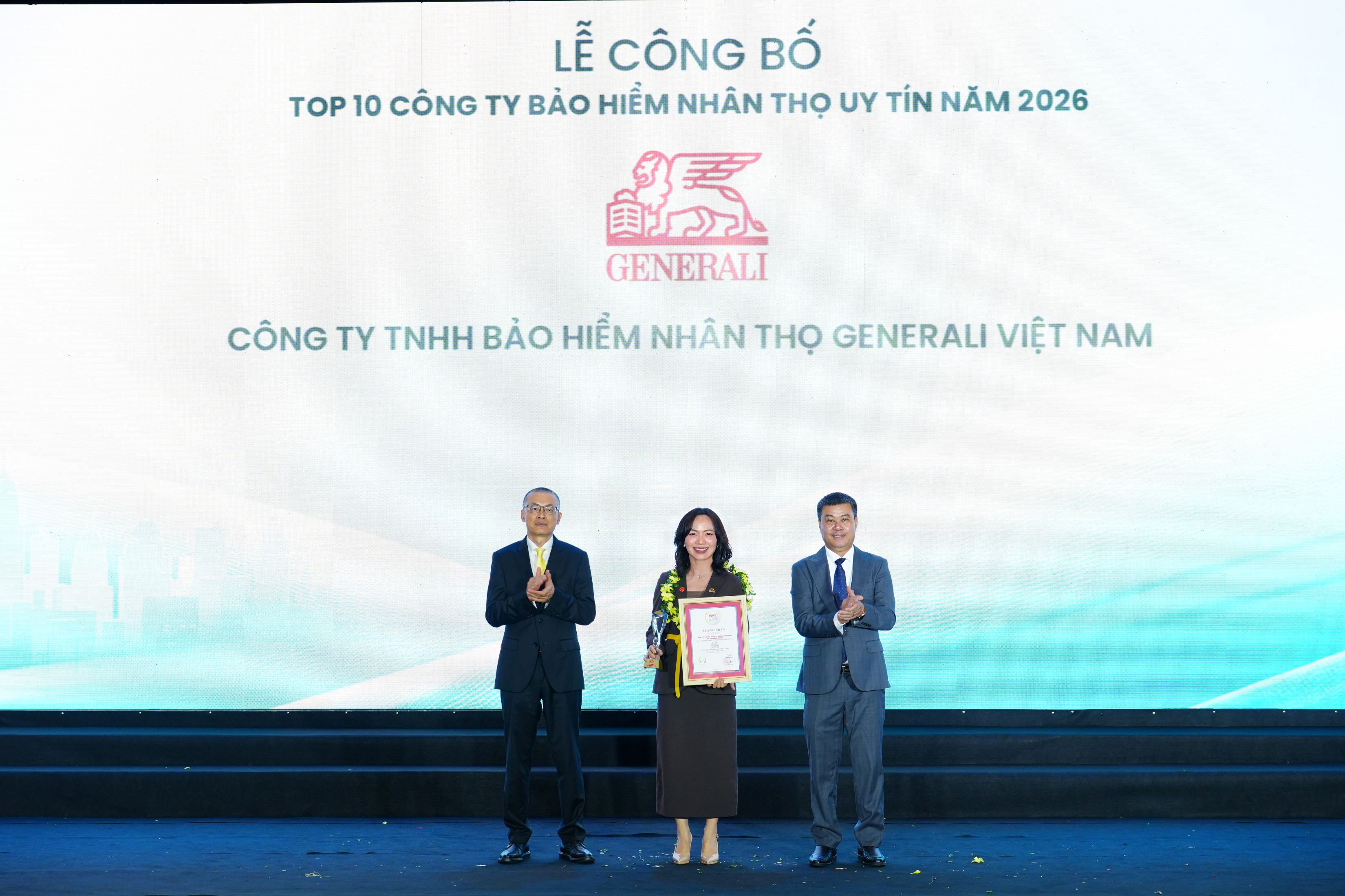 Generali Việt Nam tiếp tục góp mặt trong Top 10 công ty bảo hiểm nhân thọ uy tín năm 2026